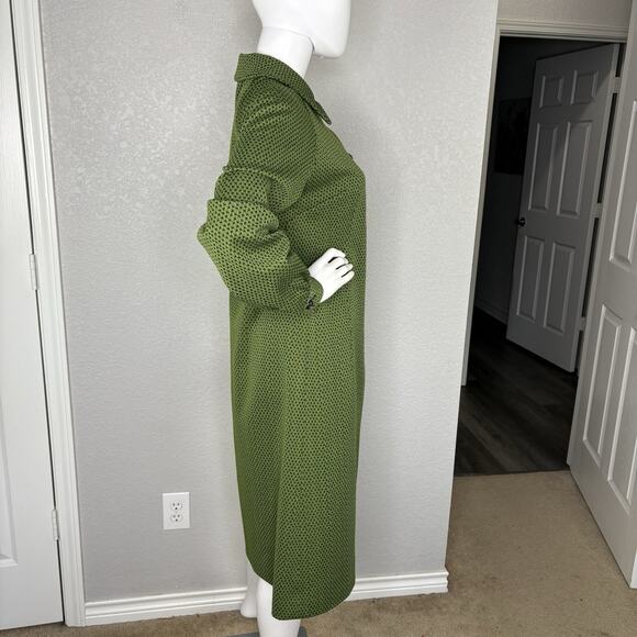 Vtg 70s Midi Dress Mod Double Knit Polyester Olive Green Size M Twee Grannycore - Picture 5 of 6
